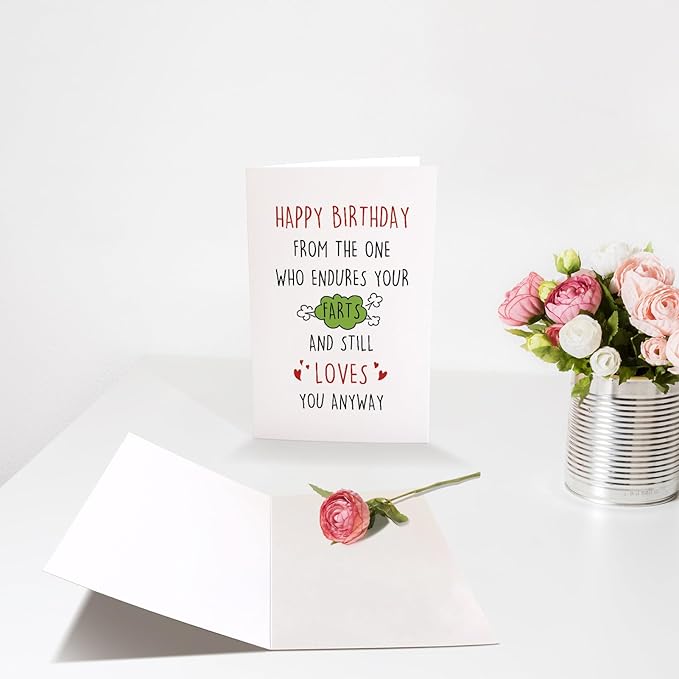 Chenive Hilarious Farting Birthday Card for Men Women, Funny Birthday Card for Farter Husband Wife, Humorous Birthday Card for Boyfriend Girlfriend, Endure Your Farts And Still Love You