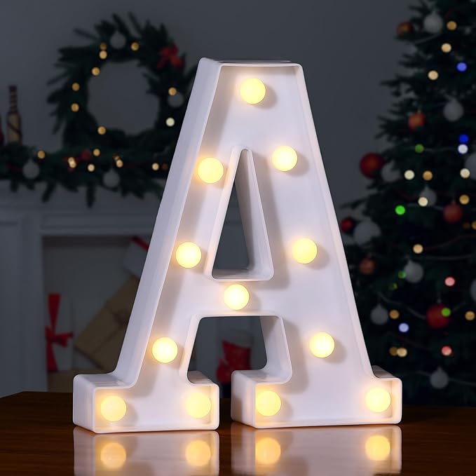 Foaky Light Up Letters,Marquee Letters,Engagement Party Decorations Letter Lights Sign for Night Light Wedding Birthday Party Christmas Lamp Home Bar Decoration (A)
