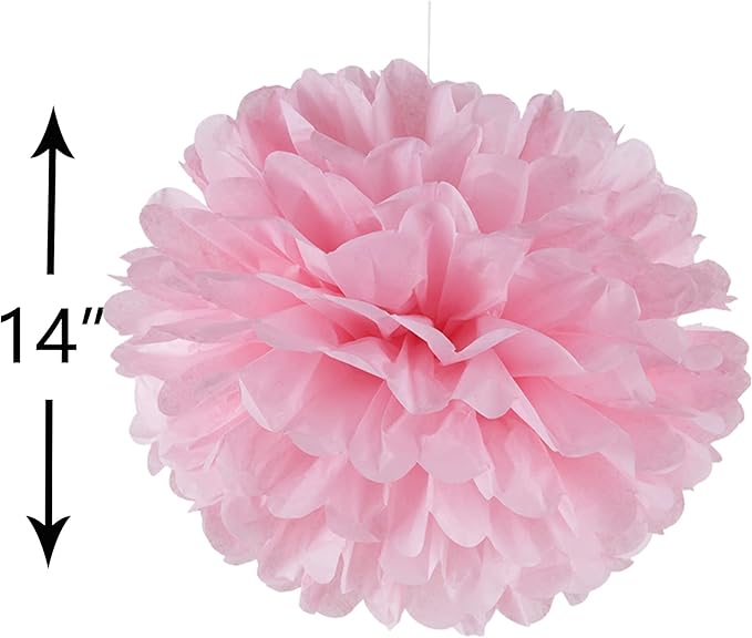 14" Pink and Blue Tissue Pom Poms Kit DIY Decorative Paper Flowers for Baby Shower Boy or Girl Gender Reveal Party Wedding Backdrop Birthday Party Nursery Hanging Decorations, Pack of 10