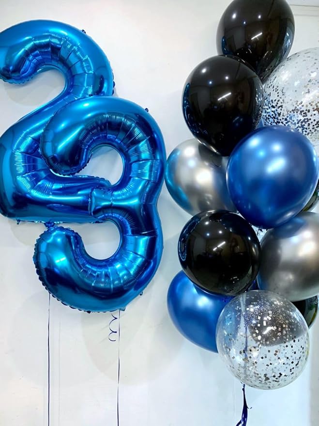 12 Number Balloons, Dark Blue Balloons for Man Woman 12th Birthday Decoration, Foil Number Ballon for 12, 21 Anniversary, Bridal Shower, Graduation, Halloween, Christmas, New Year