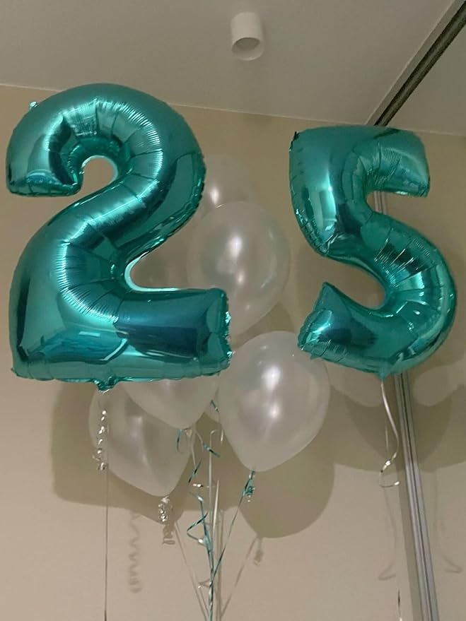 Large Teal Blue 40 Inch Birthday Number 5 Balloon, Teal Blue Five 5th 15 25 35 50 55 Birthday Anniversary Celebration Decorations, Foil Mylar Helium Numbers 5 Balloons Girl Boy Party Supplies