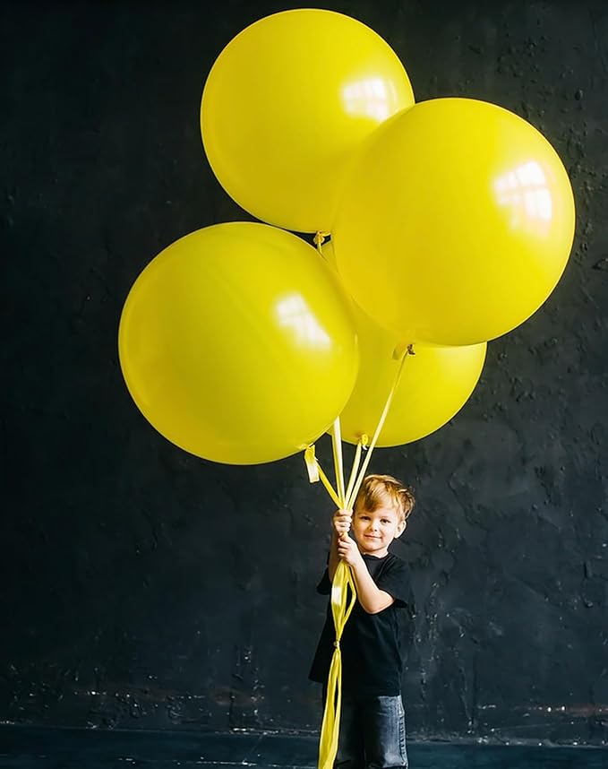 KALOR 36 Inch Giant Yellow Balloons, 6 Pack Large Round Yellow Latex Balloons for Anniversary, Birthday, Christmas, Wedding, Baby Shower Party Decorations