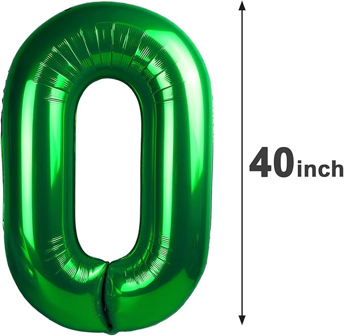 Green Helium Number Balloon 40 Inch, Giant Foil Green Number 0 Birthday Balloons, Large Numbers 10 20 30 40 50 60 70 80 90 100 2025, Party Celebration Supplies Decorations