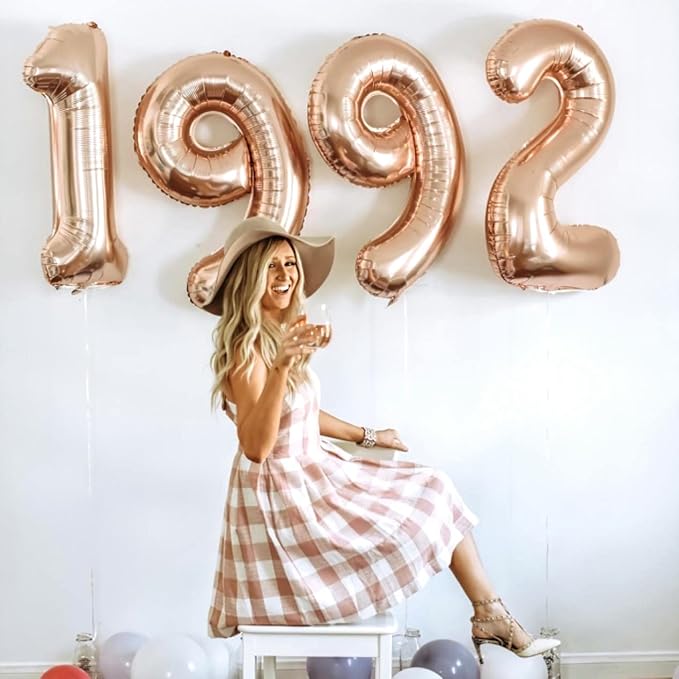 Rose Gold Number 70 Birthday Balloons, 40 Inch Large Rose Gold Mylar Foil Number 7 & 0 Balloons for Women, 70th Birthday Balloons for 70 Year Old Anniversary Birthday Party Decorations Supplies