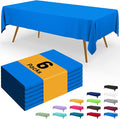 Smiry Disposable Table Cloth - 6 Pack, 54 x 78 Inch Waterproof Rectangle Tablecloths for Parties, Decorative Plastic Table Cover, Leakproof & Sturdy, Blue