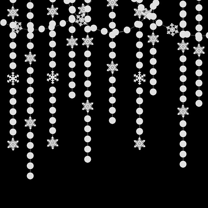 Snowflake Snow White-Silver Christmas Party-Decorations Garland - 61Ft Winter Wonderland Frozen Hanging Paper Streamers Banner,Birthday New Year Supplies Decor Ouruola