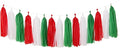 Red-Green White Christmas Party-Decorations Tassel-Garland -15pcs Mexico Italy Tassels Banner Streamers,Mexican Italian Birthday Wedding Baby Shower Decor Panduola