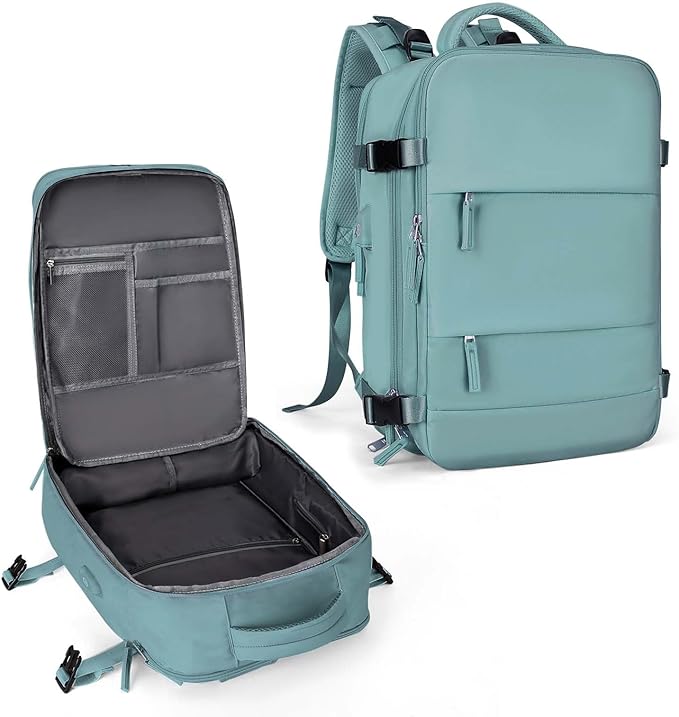 coowoz Large Travel Backpack For Women Men,Carry On Rucksack Flight Approved,Hiking Backpack Waterproof Outdoor Sports Casual Daypack Fit 15.6 Inch Laptop Compartment (Blue)