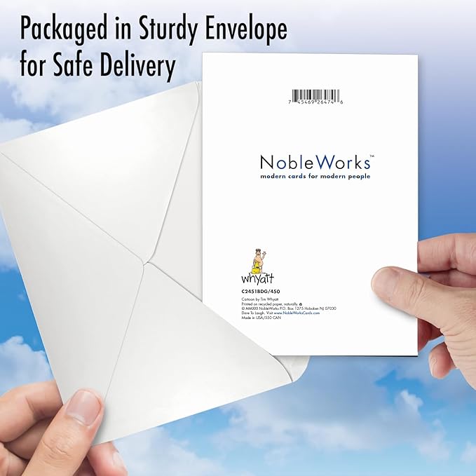 NobleWorks - 1 Hilarious Greeting Card for Birthday - Funny Birthday Cartoon, Comic Notecard - Fly Post C2451BDG