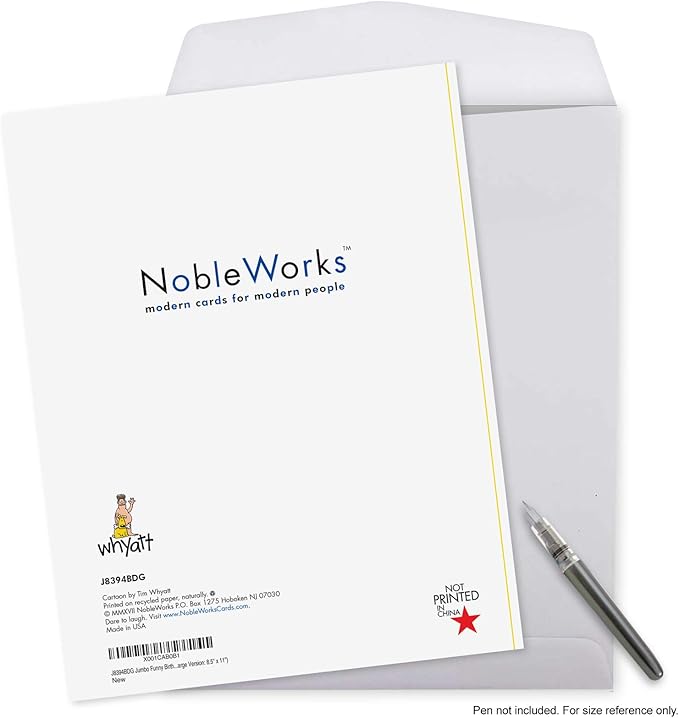 NobleWorks - 1 Large Happy Birthday Card with Envelope (8.5 x 11 Inch) - Funny Cartoon Humor (Buyer Discretion Advised) - Bangkokless J8394BDG