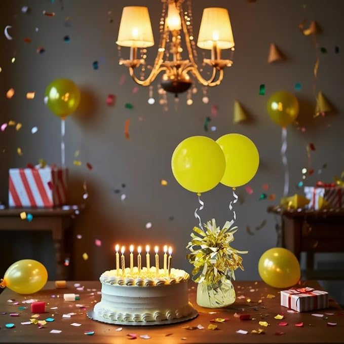 Aluminum Foil Balloon Weights for Parties (12 pcs) - 0.31lb (140g) Each - Premium Balloon Anchors for Birthday, Wedding, Dinner, Indoor & Outdoor Decorations(Light Gold 12pcs)