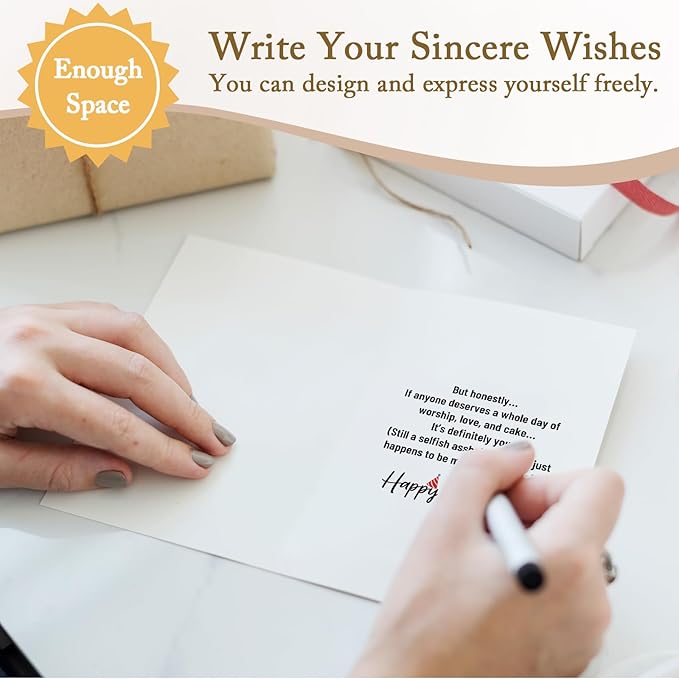 Qiliji Funny Birthday Card for Him Her, Snarky Birthday Card for Boyfriend Girlfriend Husband Wife, Sarcastic Bday Cards for Men Women, You Selfish Asshole