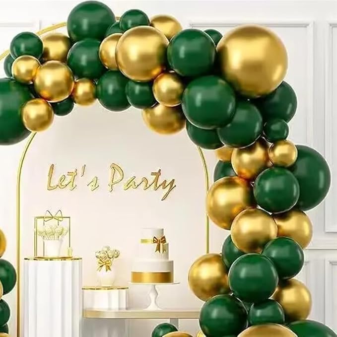 200 Pcs Green and Gold Balloons 5 Inch Latex Dark Green Metallic Gold Bulk Small Balloon Arch Garland Kit for Birthday Wedding Bridal Baby Shower Supplies Graduation Party Decorations