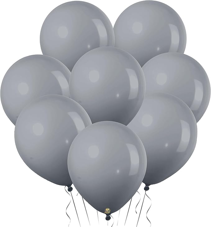 AFTERLOON® Biodegradable Mini Balloons 50 pcs Gray 5 Inch, Matte Color Thickened Extra Strong Latex Helium Float, Baby Shower Gender Reveal Garland Arch Wedding Kids Birthday Party Decorations