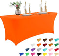 IVAPUPU 6FT Table Cloth for Rectangular Fitted Events Stretch Orange Table Covers Washable Cover Spandex Tablecloth Protector for Party, Wedding, Cocktail, Banquet, Festival