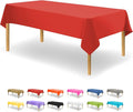 Party Dimensions Red Tablecloth Disposable Plastic Table Cover for Rectangle Tables (12 Pack) Premium Plastic Table Cloths for Parties, Events & Weddings, Indoors/Outdoors, 54"x108"