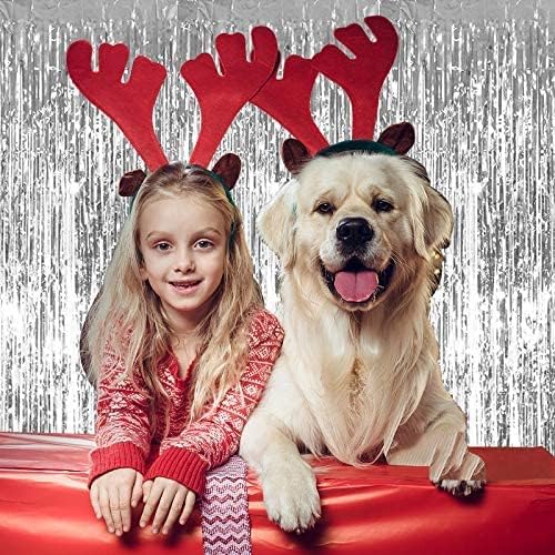 3Pcs Silver Metallic Tinsel Foil Fringe Curtains,3.2ft*8ft Silver Photo Booth Backdrop Streamer Curtain,Photo Booth Props,Ideal for Bachelorette,Birthday,Christmas,New Year Party Decorations