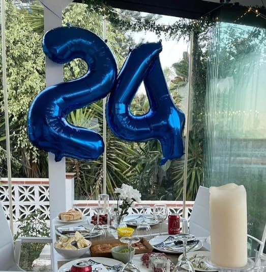 40 Inch Night Blue Large Number 4 Balloons, Giant Foil Number Four 14 24 34 40 44 Balloons, Night Blue Mylar Big Balloon for Anniversary Graduation Decorations