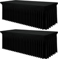 Smiry Spandex Tablecloth 2 Pack, Elastic Fitted Stretch Tablecloth for 8FT Rectangle Tables, Waterproof Washable Table Cover Skirt for Outdoor, Wedding, Banquet & Parties (Black, 96Lx30Wx30H Inch)