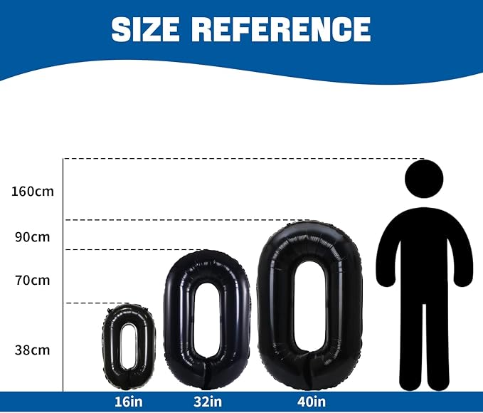 YPSelected 32 Inch Large Foil Helium Number Balloon Birthday Wedding Party 0-9 (Black, 7)
