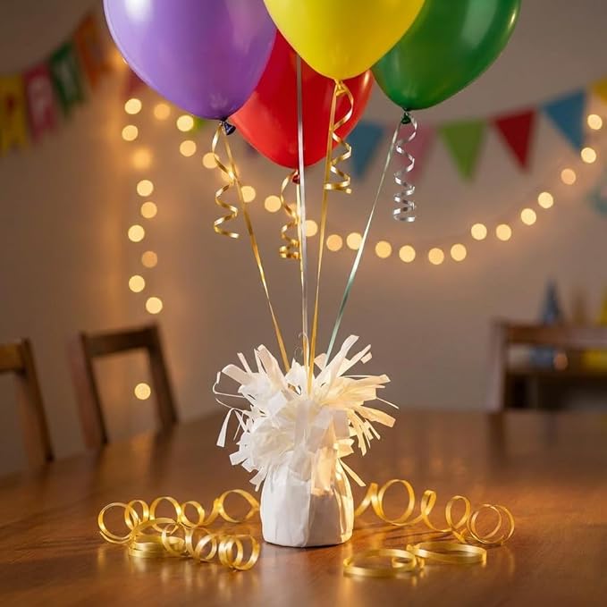 Aluminum Foil Balloon Weights for Parties (24 pcs) - 0.31lb (140g) Each - Premium Balloon Anchors for Birthday, Wedding, Dinner, Indoor & Outdoor Decorations(White 24pcs)