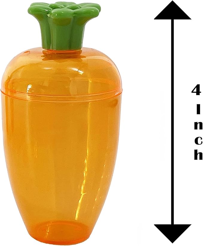 The Dreidel Company 24-Pack Fillable Easter Carrots Containers, Bright Orange Plastic Carrot, Perfect for Easter Hunt, Surprise 4." Inch Carrots (24-Pack)