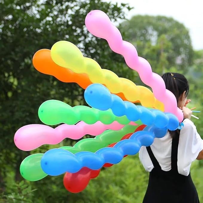 Spiral Latex Balloons, Multicolor Party Decorations, Assorted Colors, Twist Shape 100 pcs for Children's Birthday Decoration (100)
