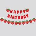 Strawberry Happy Birthday Banner Sign Strawberry Banner Garland Theme Party Decoration for Birthday Party Decorations