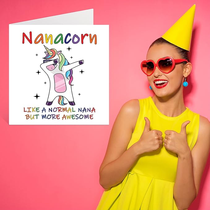 Birthday Cards for Nana - Nanacorn - Nana Mothers Day Card from Granddaughter Grandson, Happy Birthday Nana, Nan Unicorn Birthday Card, 5.7 x 5.7 Inch Seasonal Nannie Nanna Funny Greeting Cards