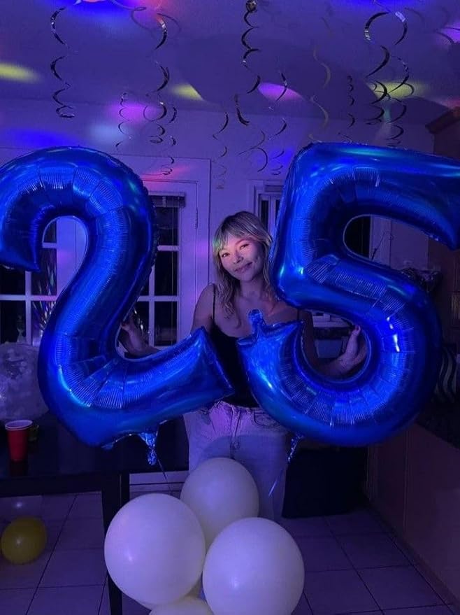 Large Night Blue 40 Inch Birthday Number 5 Balloon, Night Blue Five 5th 15 25 35 50 55 Birthday Anniversary Celebration Decorations, Foil Mylar Helium Numbers 5 Balloons Girl Boy Party Supplies