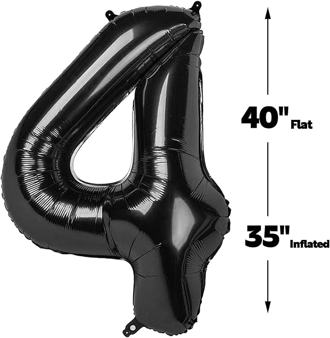 40 Inch Black Large Number 14 Birthday Balloon, Giant Numbers 14 41 Balloons, Foil Mylar Big Balloons for Anniversary Graduation Supplies Decorations