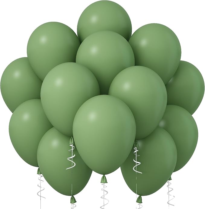 Sage Green Balloons, 30 Pcs 12 Inch Eucalyptus Olive Vintage Green Helium Latex Balloons for Birthday Boho Baby Shower Wedding Party Decorations