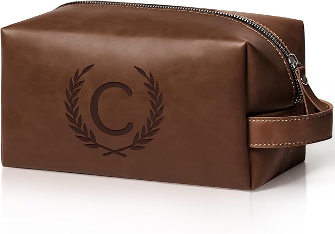 Personalized Husband Birthday Gift from Wife Waterproof Toiletry Bag for Men Him, Cool Valentines Fathers Day Christmas Anniversary Travel Gifts for Husband Boyfriend Partner, Reddish Brown C
