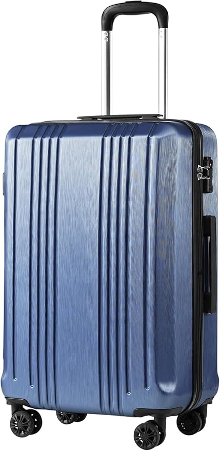 Coolife Luggage PC+ABS Hardshell Suitcase with TSA Lock, Spinner Carry On Lightweight (ice blue, S(20in_carry on))