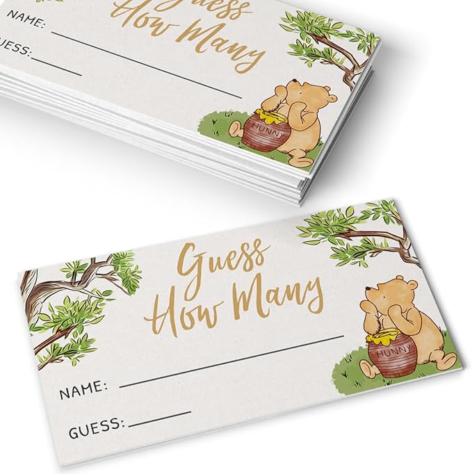 Baby Shower Guess How Many Game Set of 30, Party Supplies - Classic Pooh Collection (How Many Game)
