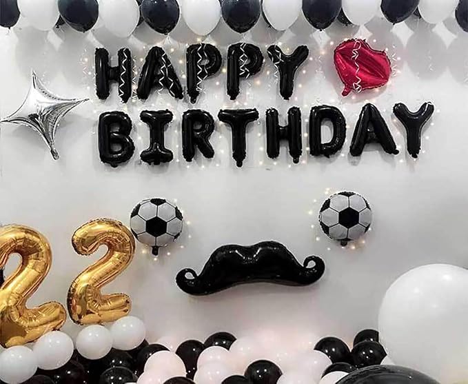 KALOR Black Happy Birthday Balloons Banner, 16 Inch Mylar Foil Letters Balloon Sign for Birthday Party Decorations Photo Booth Backdrop
