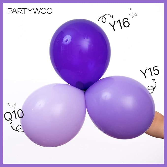 PartyWoo Purple Balloons 50pcs 12 Inch Purple Latex Balloons for Birthday Baby Shower Anniversary Engagement Wedding Princess Bachelorette Bridal Shower Butterfly Party Decorations Purple-Y15