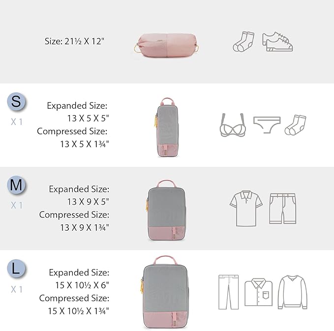 BAGSMART 6 Set /4 Set/2 Set Compression Packing Cubes for Travel, Lightweight Luggage Organizer Bags, Durable Space Saver Bags Travel Essentials