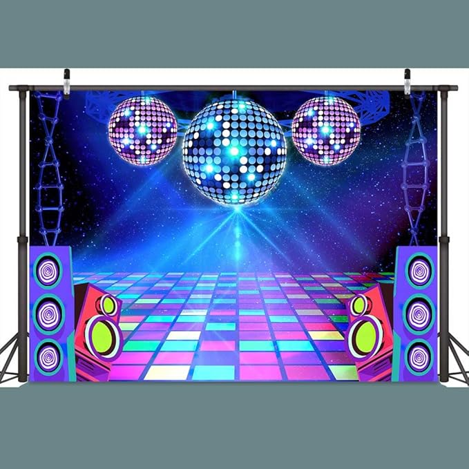 Disco Backdrop Retro Glow Party 70s 80s 90s Theme Stage Dance Background Disco Party Decoration Disco Ball Banner Dance Backdrop for Birthday Party Prom Portrait Photo Props Polyester,Purple