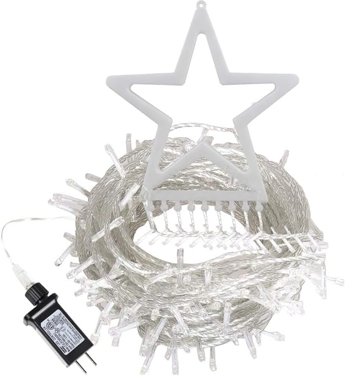 Christmas Decorations Outdoor Lights,11.5 ft 317 LED Star Christmas Tree Lights,8 Memory Lighting Modes&Timer Christmas Star Lights for Yard,Wedding,Party,Christmas Decorations (Blue)