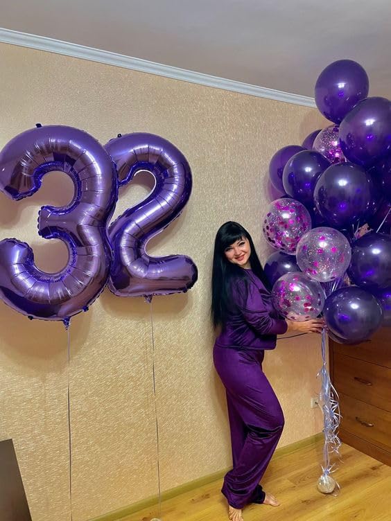 Purple Number 2 Balloon 40 Inch, 2 Balloon Number, 2nd Birthday Decorations for Baby Girls Boys Toddlers