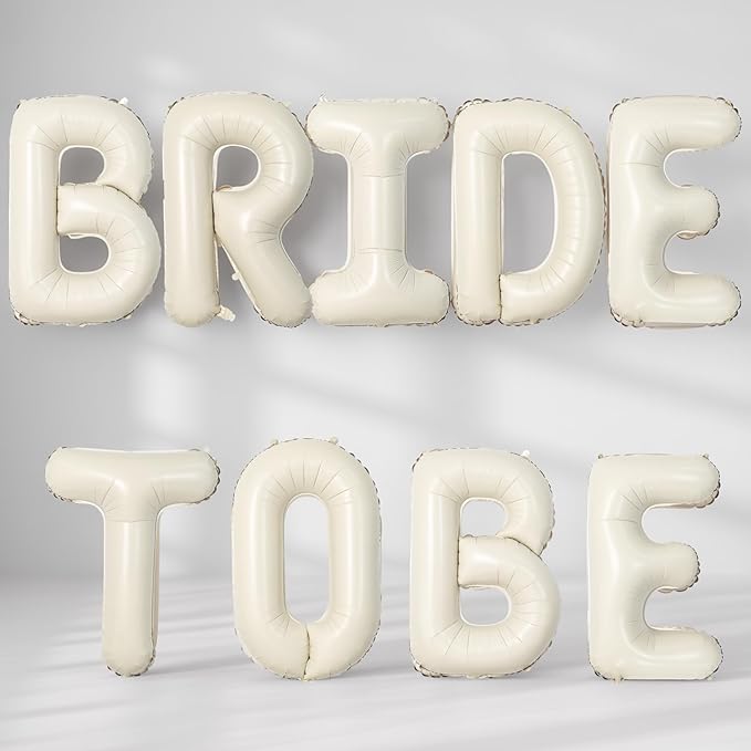 40 Inch Beige BRIDE TO BE Foil Balloons, Gaint Cream Bride Balloon Bachelorette Party Decorations, Large Ivory BRIDE TO BE Mylar Balloon Letter Banner for Engagement Bridal Shower Sign Hen Party Decor