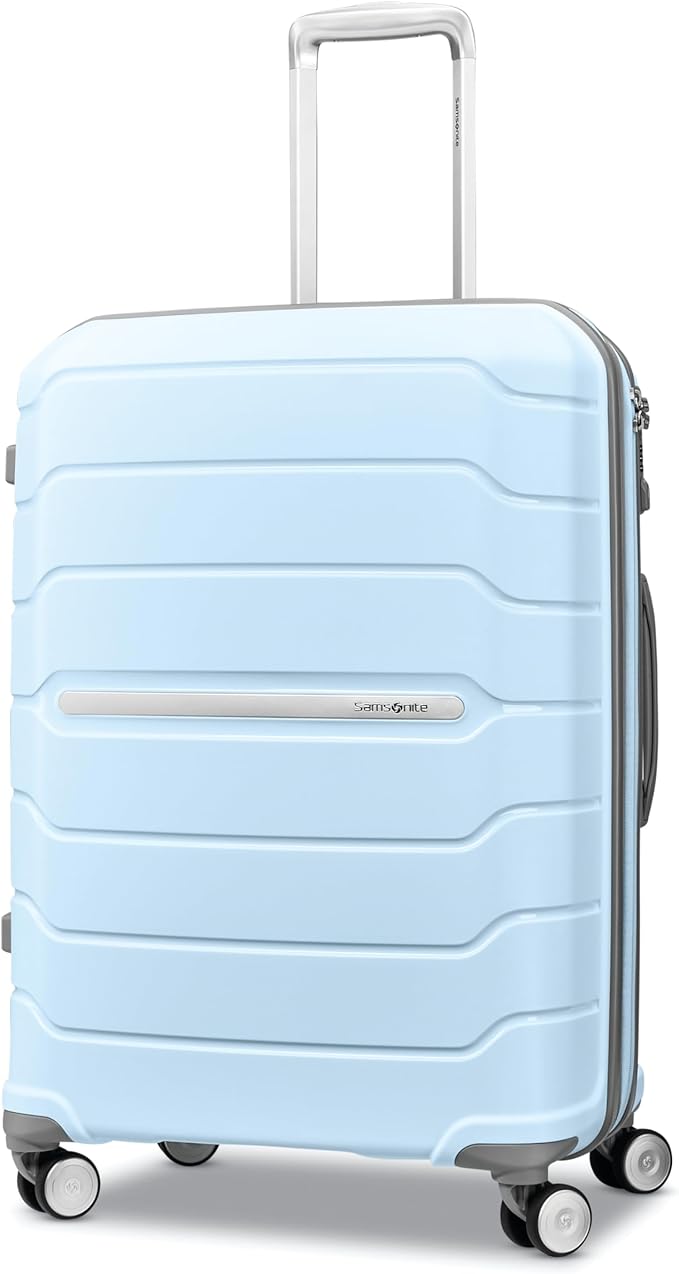 Samsonite Freeform 24-Inch Medium Luggage with Dual 360° Spinner Wheels - Checked Suitcase - TSA Lock, Airline-Approved - Durable Polypropylene Expandable Hardshell for Lightweight Travel - Sky Blue
