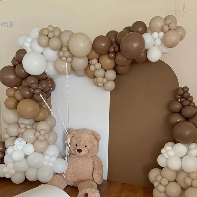 105pcs Brown Balloons 12inch Party Latex Balloons for Boys Girls Birthday Baby Shower Gender Reveal Wedding Sunflower Party Decorations