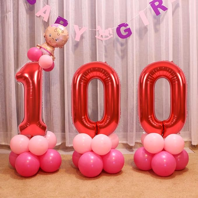 TONIFUL 40 Inch Red Large Numbers Balloons 0-9, Number 2 Digital 2 HeliumFoil Mylar Big Number Balloons for 2026 Mother's Day New Year Eve Graduation Valentine's Day Birthday Party Anniversary Party