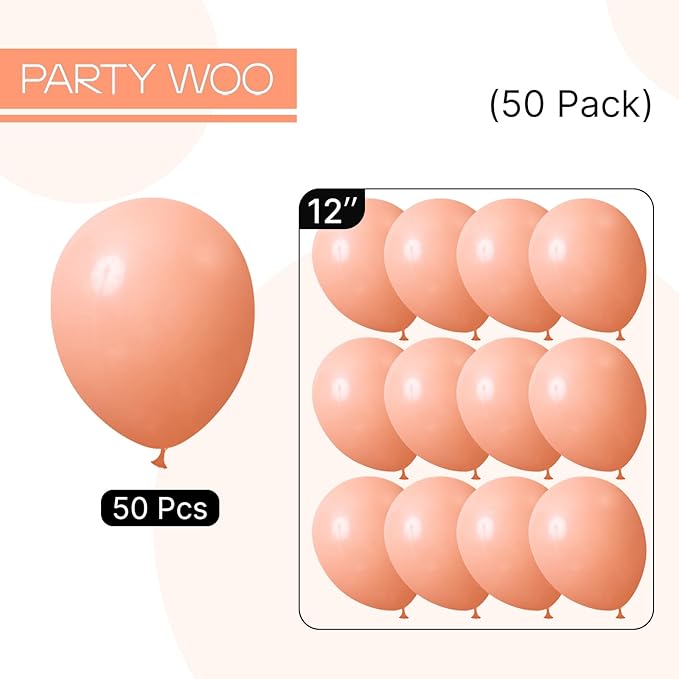 PartyWoo Peach Balloons 50pcs 12 Inch Light Orange Latex Helium Balloons for Wedding Baby Shower Bridal Shower Bachelorette Anniversary Engagement Graduation Birthday Party Decorations Orange-Y21