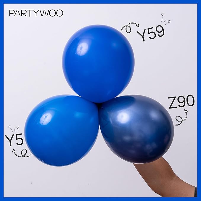 PartyWoo Royal Blue Balloons 152pcs Different Sizes Pack of 18 12 10 5 Inch Dark Blue Balloon Arch Kit for Baby Shower Gender Reveal Graduation Under The Sea Birthday Party Decorations Blue-Y5