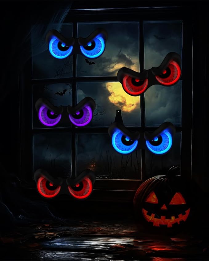 Halloween Decorations, 5 Pack Glowing & Flashing LED Eye Lights for Indoor/Outdoor Use, Bush, Yard, Window, Party