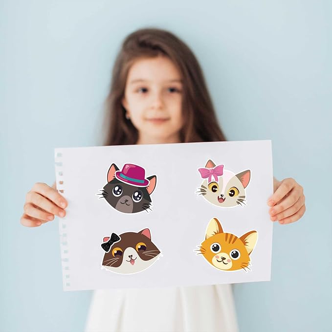 27 Sheets Cat Make a Face Sticker Sheets for Kids Todders Activities, Make Your Own Stickers for Kids Birthday Party Favor Supplies Craft
