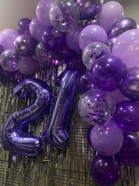 Purple Number 40 Balloon 40 inch, 40 Number Balloons, 40th Purple Birthday Decorations, 40 Year Old Girls Boys Party Supplies